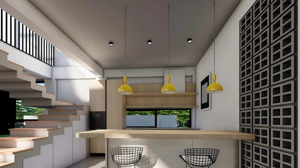 Desain Dapur Open Space di Bawah Tangga